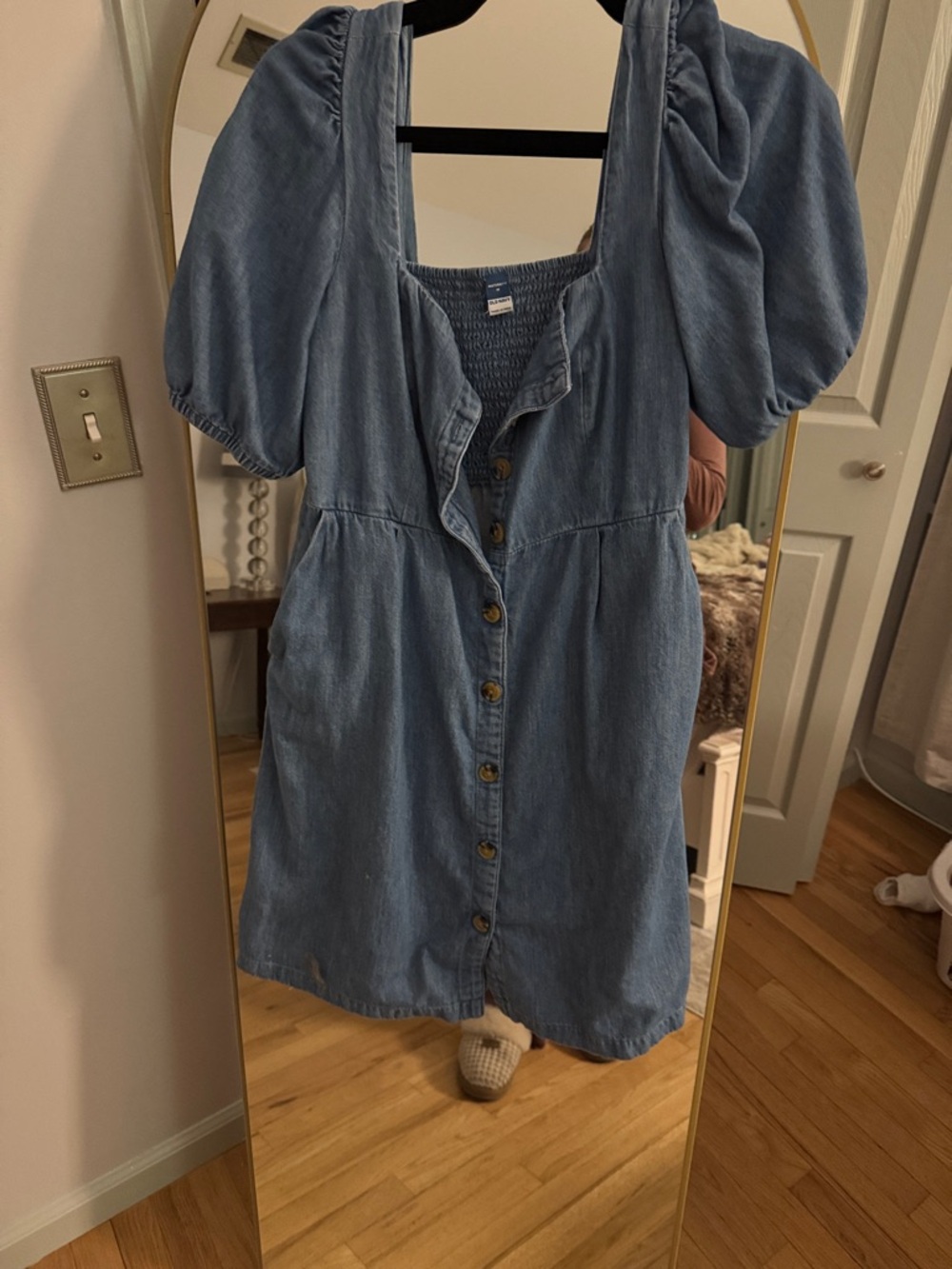 Old Navy Denim Button-Front Maternity Dress in Light Blue